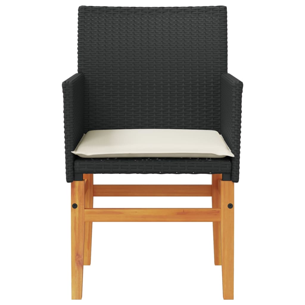Tuinstoelen 2 st met kussens poly rattan en massief hout zwart is nu te koop bij PeponiXL, paradijselijk wonen!