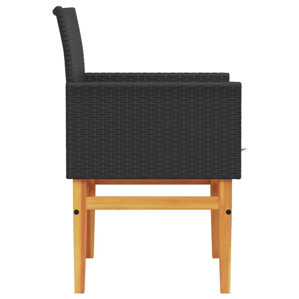 Tuinstoelen 2 st met kussens poly rattan en massief hout zwart is nu te koop bij PeponiXL, paradijselijk wonen!