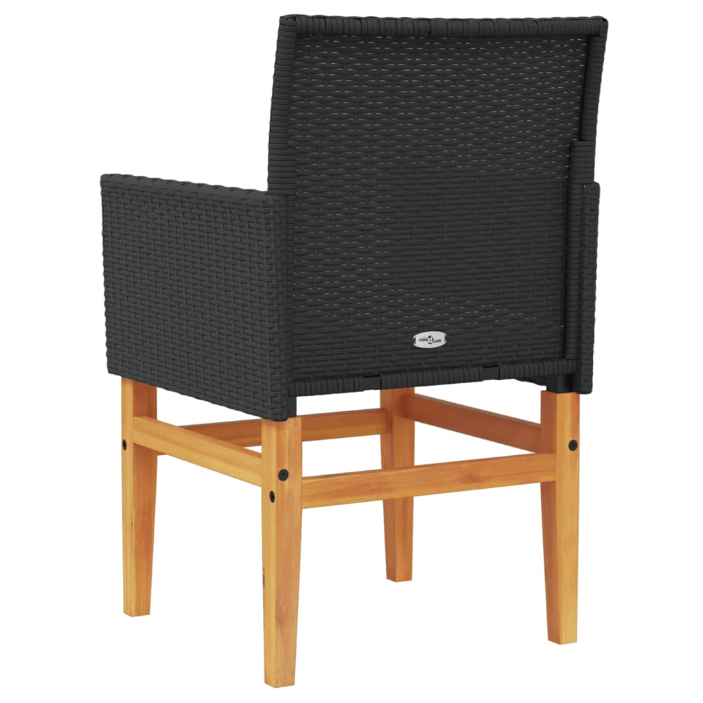 Tuinstoelen 2 st met kussens poly rattan en massief hout zwart is nu te koop bij PeponiXL, paradijselijk wonen!