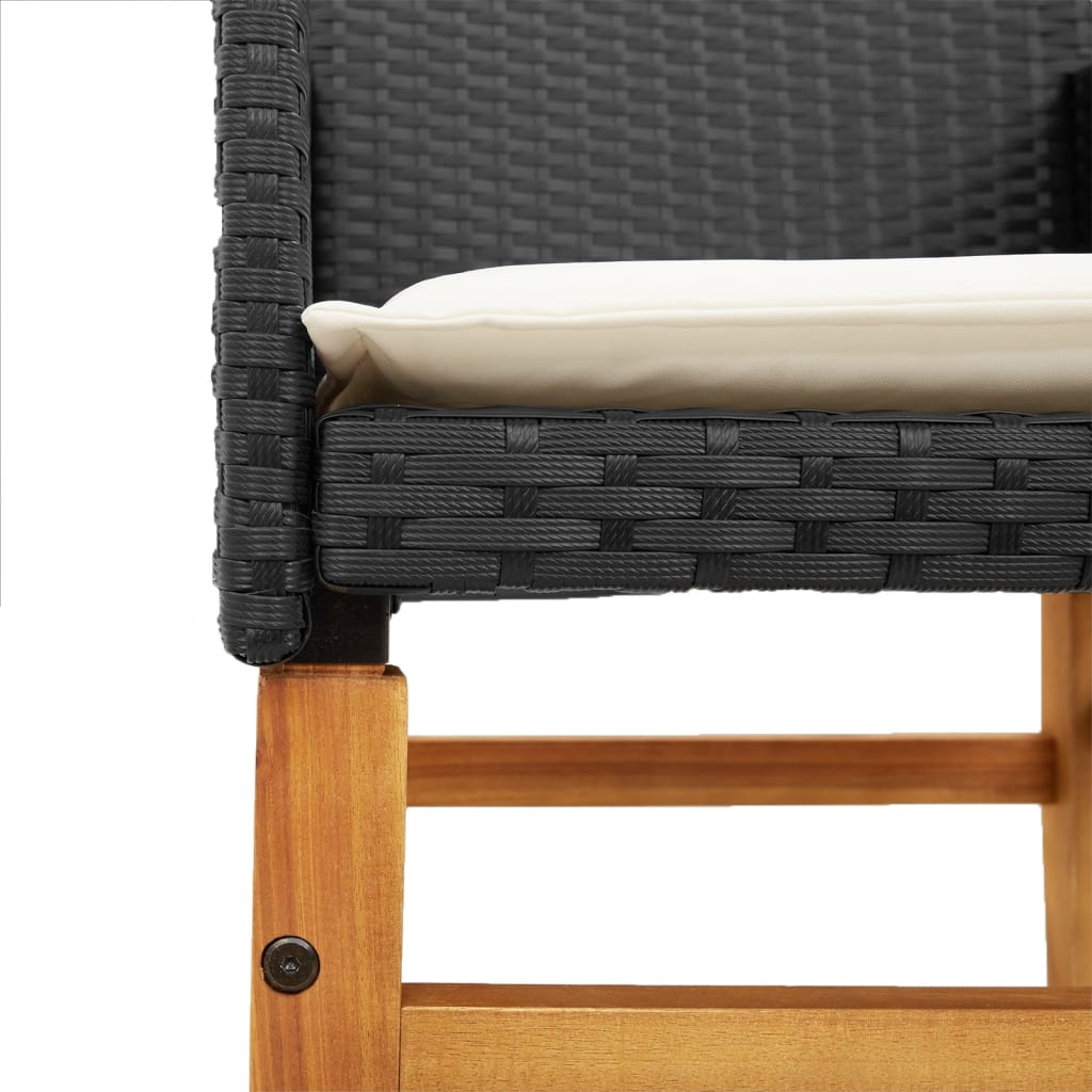 Tuinstoelen 2 st met kussens poly rattan en massief hout zwart is nu te koop bij PeponiXL, paradijselijk wonen!