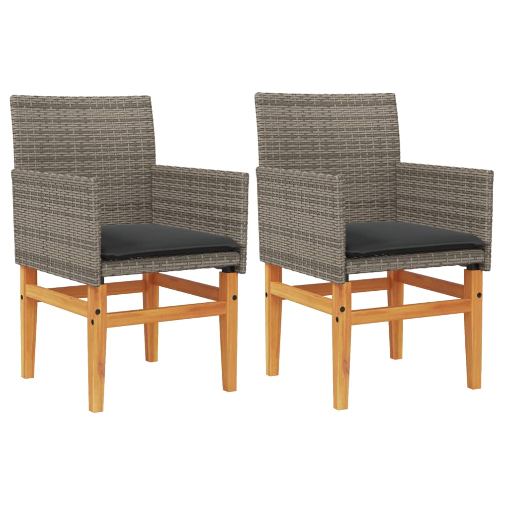 Tuinstoelen 2 st met kussens poly rattan en massief hout grijs is nu te koop bij PeponiXL, paradijselijk wonen!