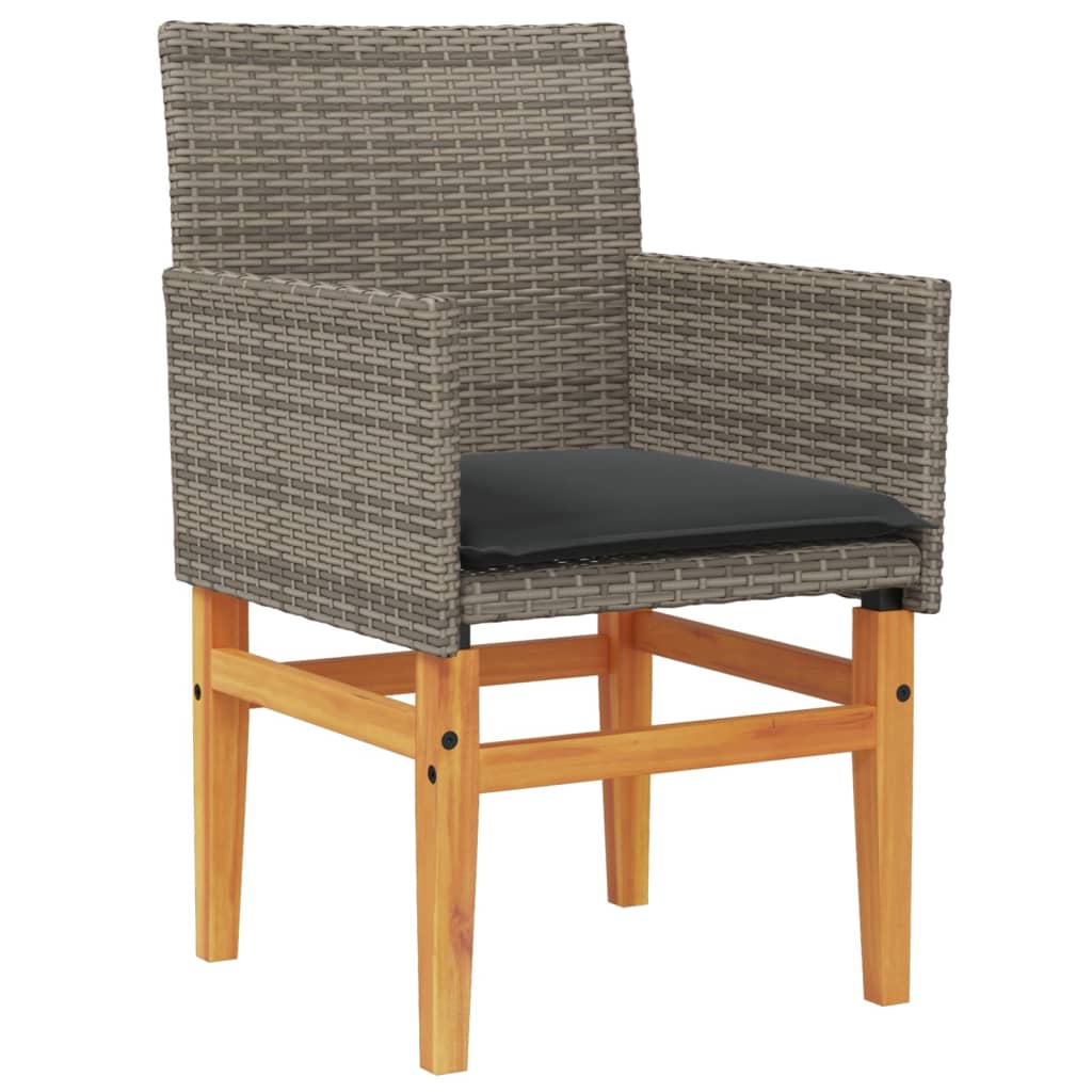 Tuinstoelen 2 st met kussens poly rattan en massief hout grijs is nu te koop bij PeponiXL, paradijselijk wonen!