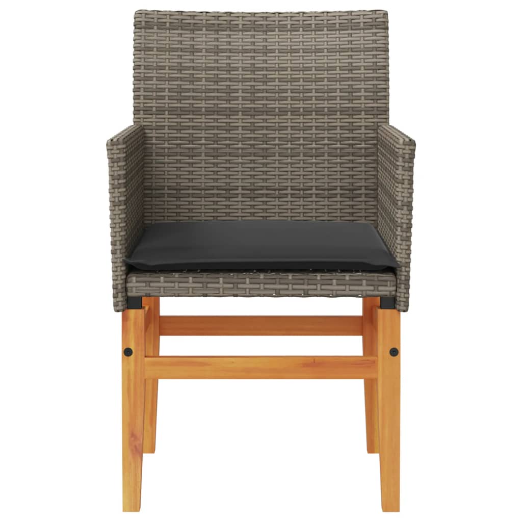Tuinstoelen 2 st met kussens poly rattan en massief hout grijs is nu te koop bij PeponiXL, paradijselijk wonen!