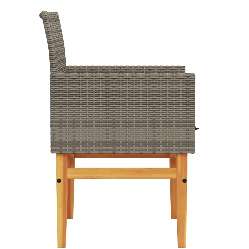 Tuinstoelen 2 st met kussens poly rattan en massief hout grijs is nu te koop bij PeponiXL, paradijselijk wonen!
