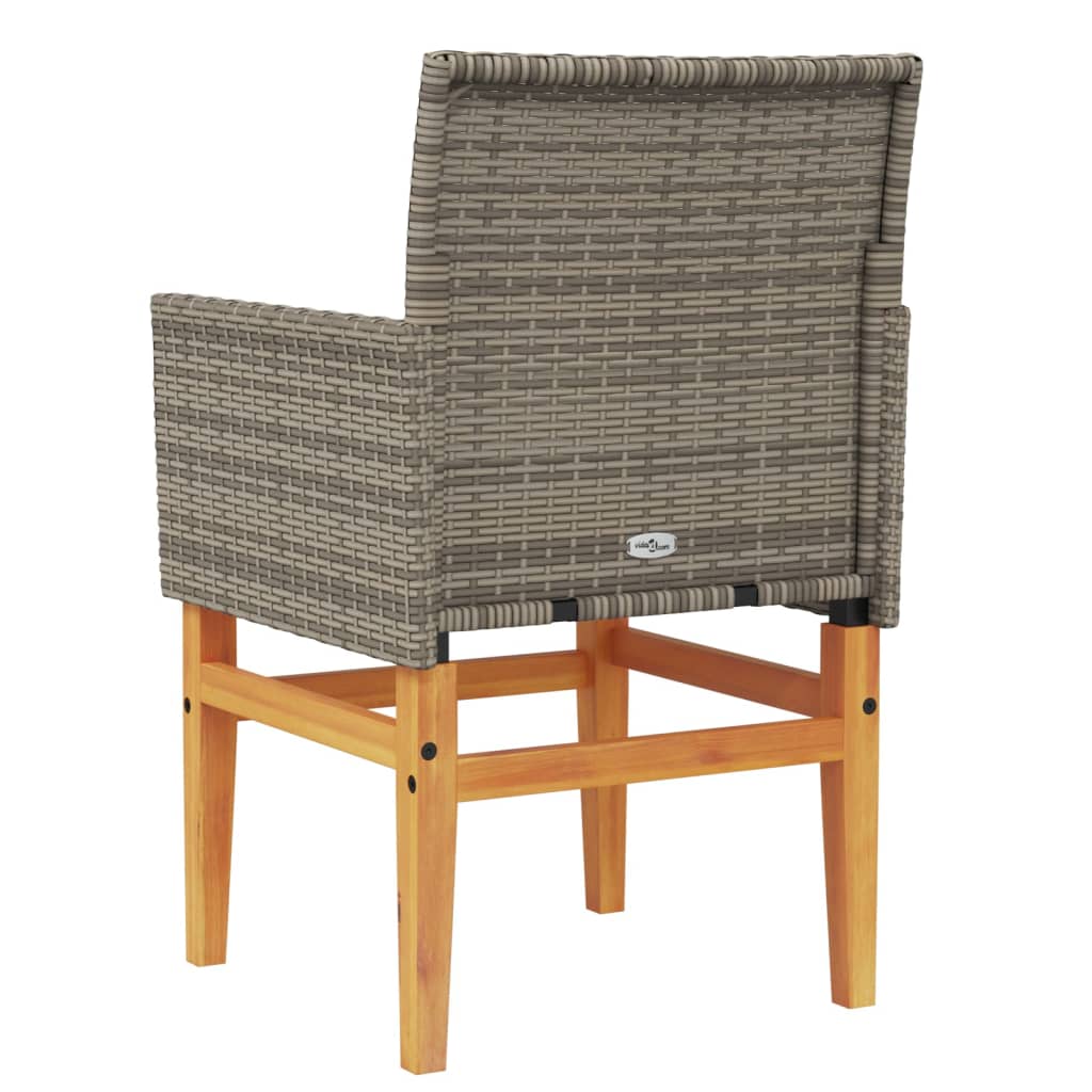 Tuinstoelen 2 st met kussens poly rattan en massief hout grijs is nu te koop bij PeponiXL, paradijselijk wonen!