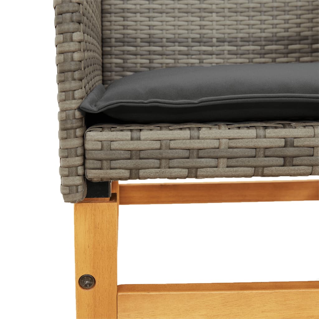 Tuinstoelen 2 st met kussens poly rattan en massief hout grijs is nu te koop bij PeponiXL, paradijselijk wonen!