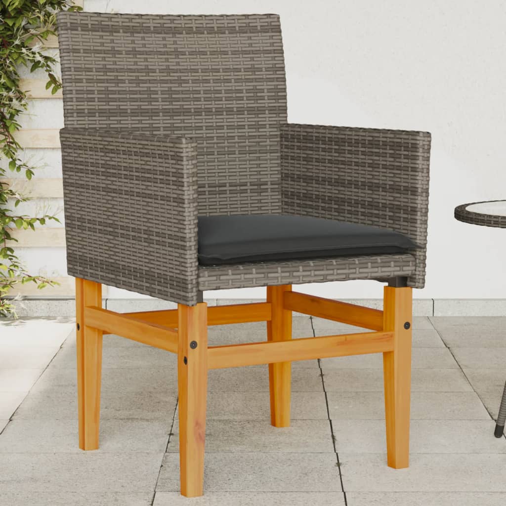 Tuinstoelen 2 st met kussens poly rattan en massief hout grijs is nu te koop bij PeponiXL, paradijselijk wonen!