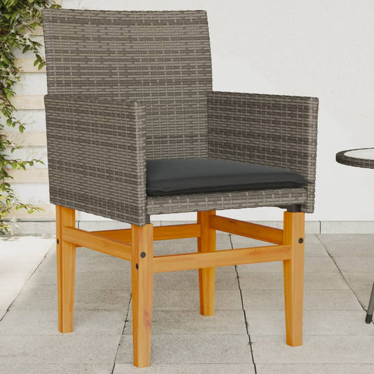 Tuinstoelen 2 st met kussens poly rattan en massief hout grijs is nu te koop bij PeponiXL, paradijselijk wonen!