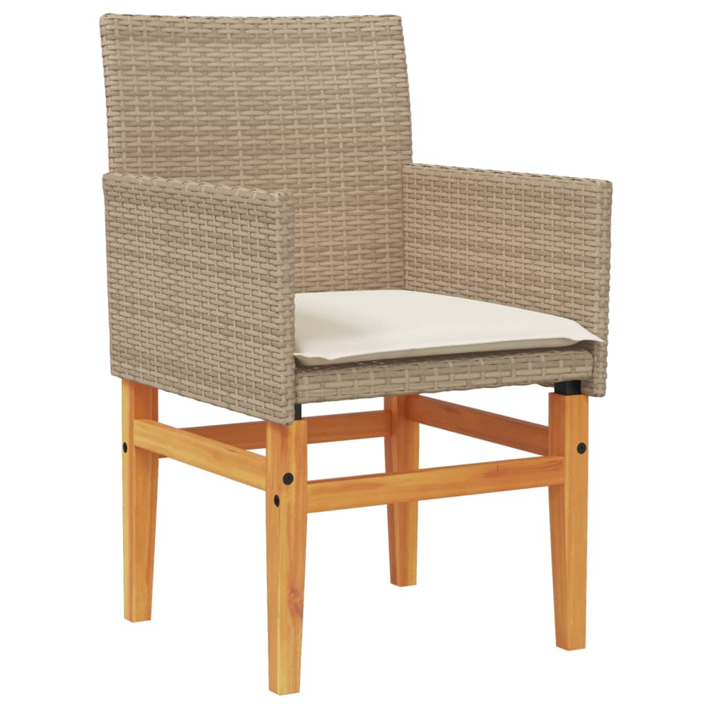 Tuinstoelen 2 st met kussens poly rattan en massief hout beige is nu te koop bij PeponiXL, paradijselijk wonen!