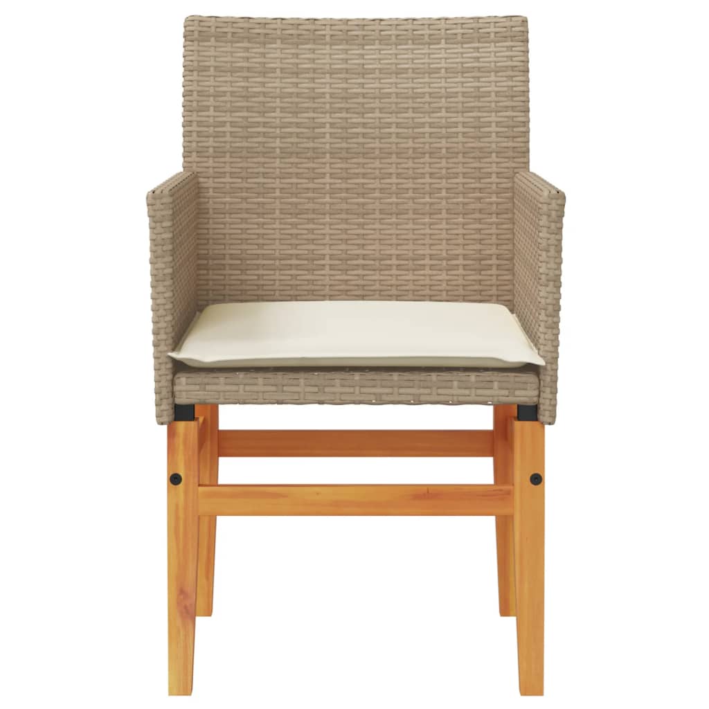 Tuinstoelen 2 st met kussens poly rattan en massief hout beige is nu te koop bij PeponiXL, paradijselijk wonen!