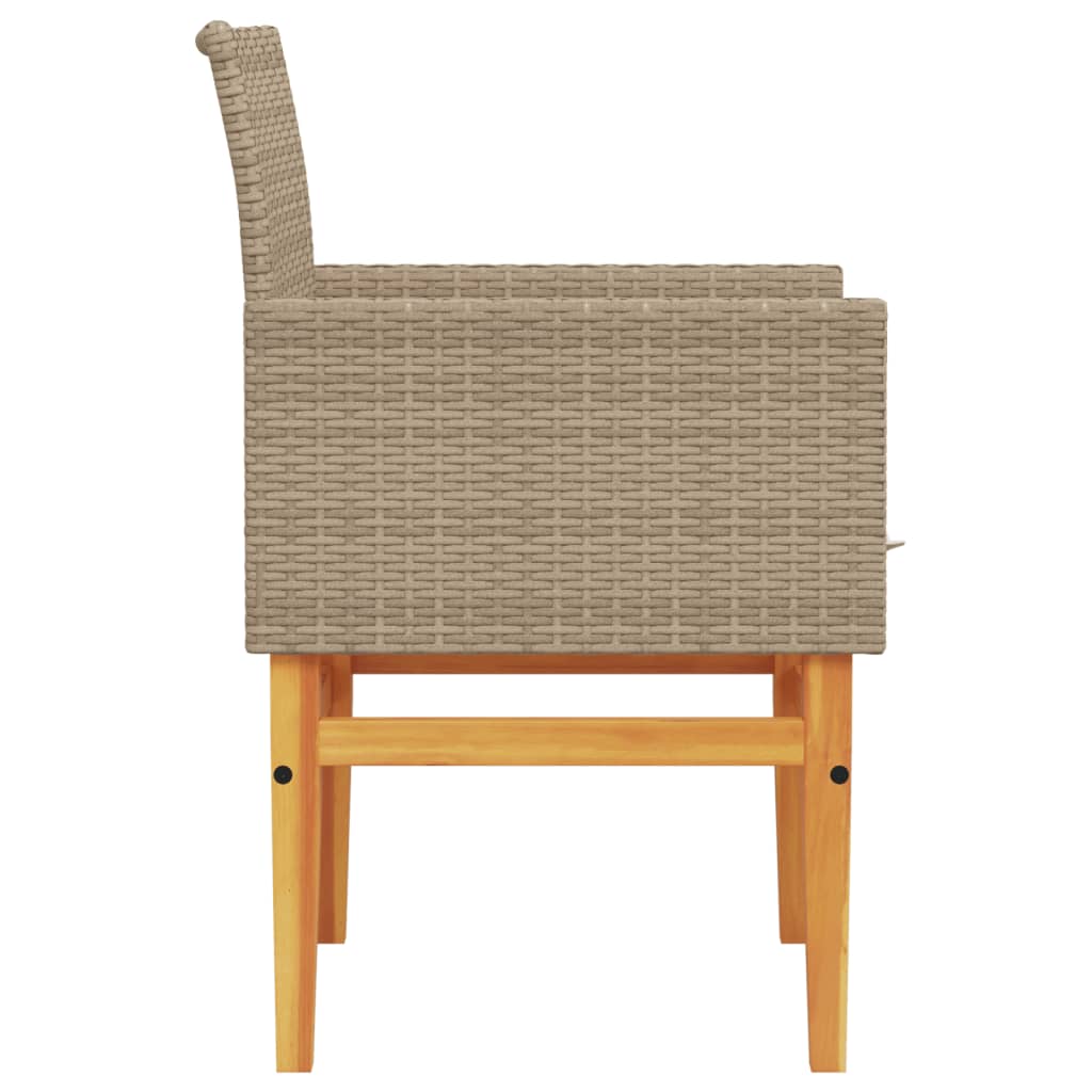Tuinstoelen 2 st met kussens poly rattan en massief hout beige is nu te koop bij PeponiXL, paradijselijk wonen!