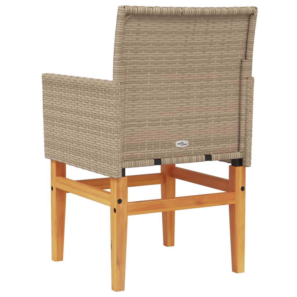 Tuinstoelen 2 st met kussens poly rattan en massief hout beige is nu te koop bij PeponiXL, paradijselijk wonen!