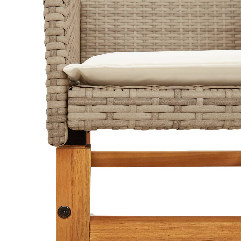 Tuinstoelen 2 st met kussens poly rattan en massief hout beige is nu te koop bij PeponiXL, paradijselijk wonen!
