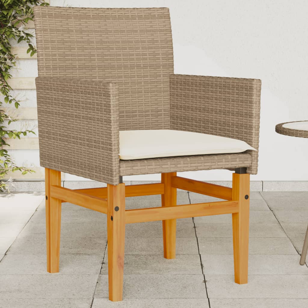 Tuinstoelen 2 st met kussens poly rattan en massief hout beige is nu te koop bij PeponiXL, paradijselijk wonen!