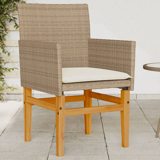 Tuinstoelen 2 st met kussens poly rattan en massief hout beige is nu te koop bij PeponiXL, paradijselijk wonen!