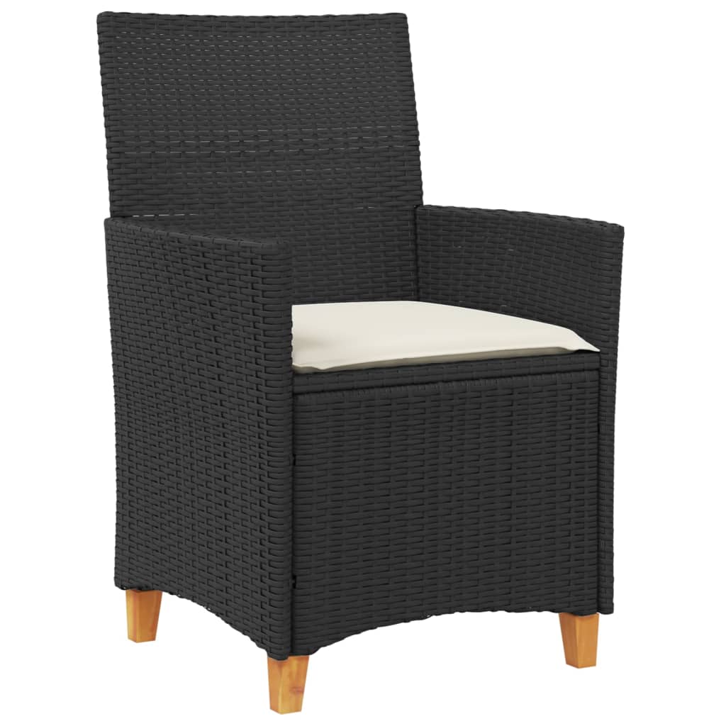 Tuinstoelen 2 st met kussens poly rattan en massief hout zwart is nu te koop bij PeponiXL, paradijselijk wonen!