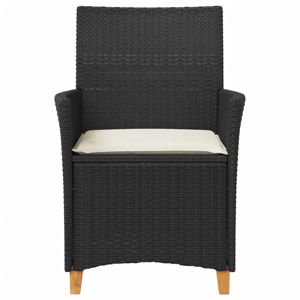 Tuinstoelen 2 st met kussens poly rattan en massief hout zwart is nu te koop bij PeponiXL, paradijselijk wonen!