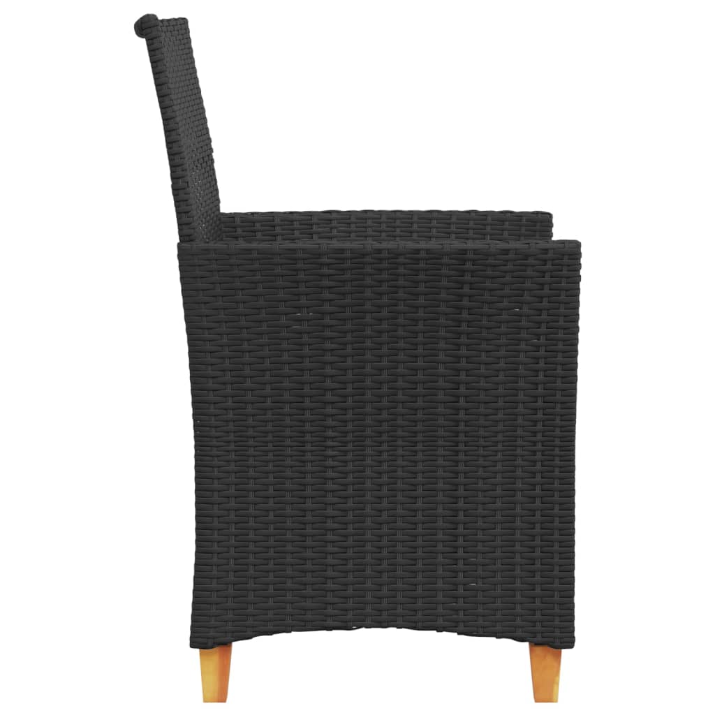 Tuinstoelen 2 st met kussens poly rattan en massief hout zwart is nu te koop bij PeponiXL, paradijselijk wonen!