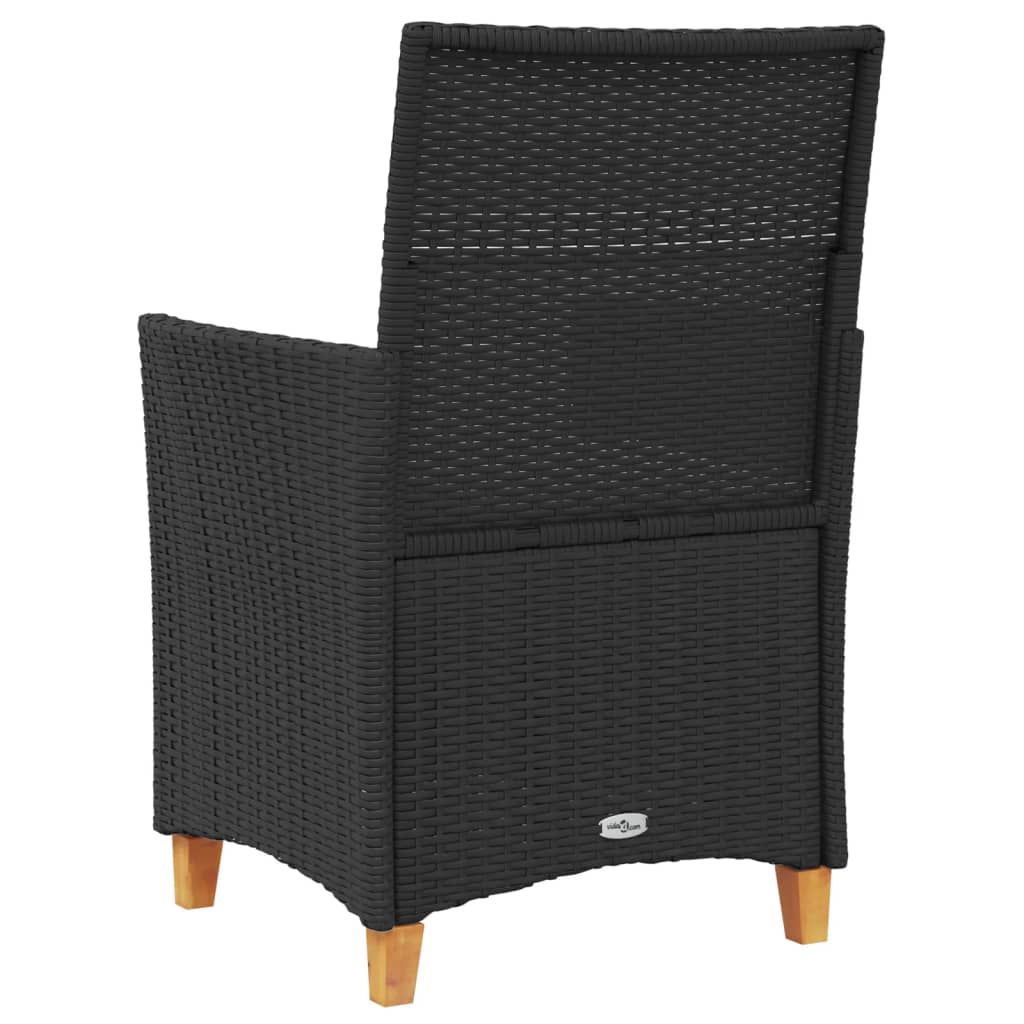 Tuinstoelen 2 st met kussens poly rattan en massief hout zwart is nu te koop bij PeponiXL, paradijselijk wonen!