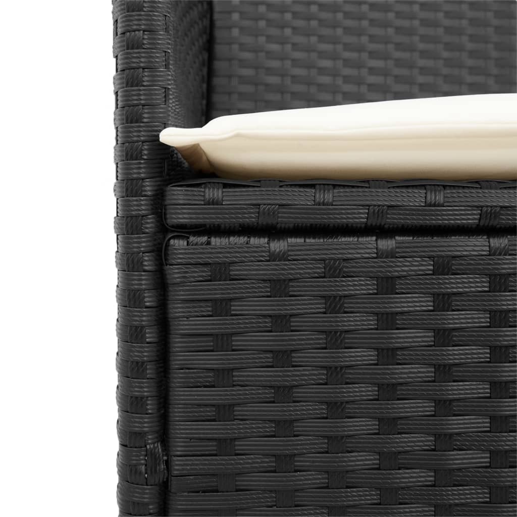 Tuinstoelen 2 st met kussens poly rattan en massief hout zwart is nu te koop bij PeponiXL, paradijselijk wonen!