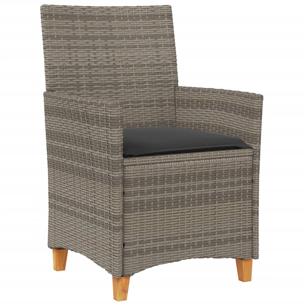 Tuinstoelen 2 st met kussens poly rattan en massief hout grijs is nu te koop bij PeponiXL, paradijselijk wonen!