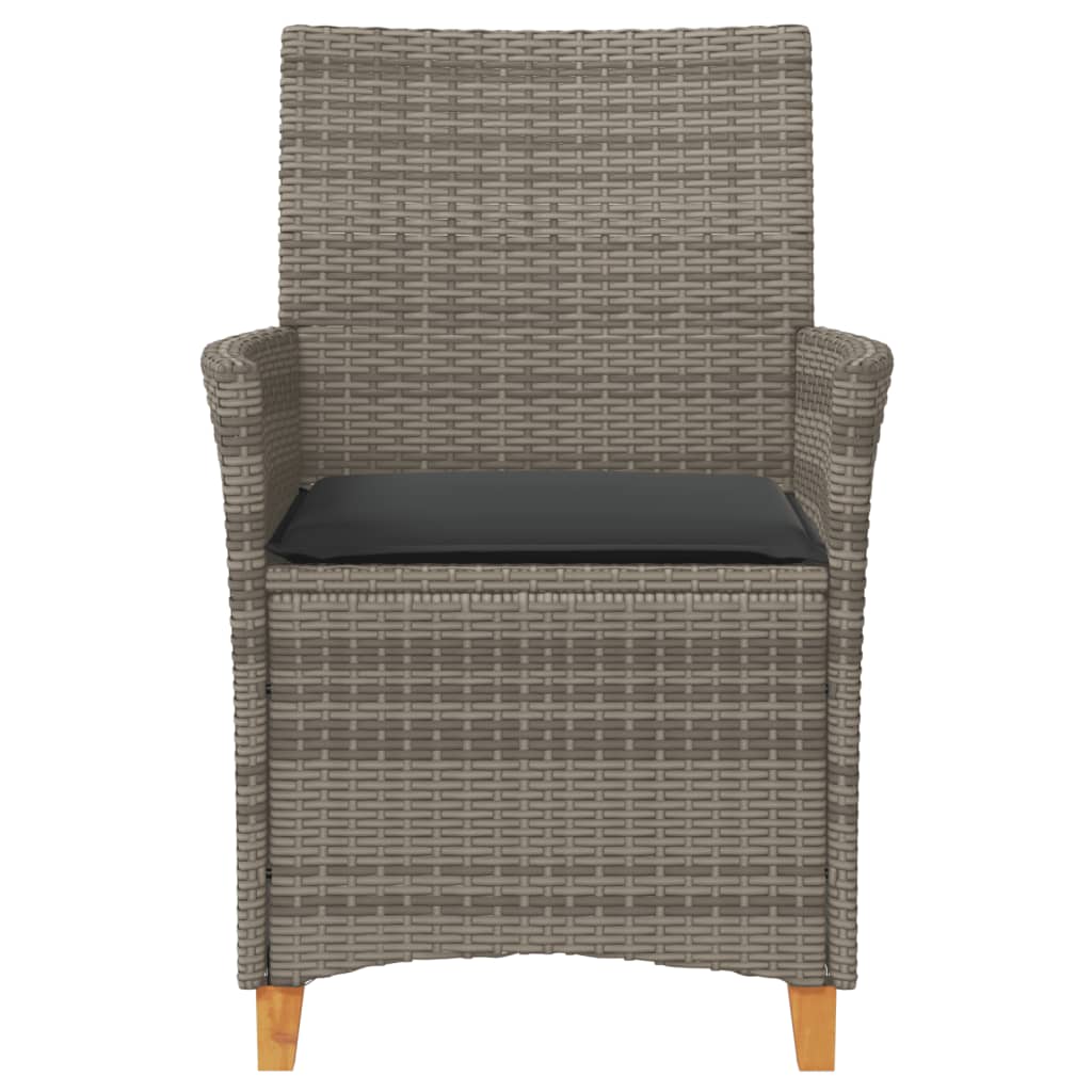 Tuinstoelen 2 st met kussens poly rattan en massief hout grijs is nu te koop bij PeponiXL, paradijselijk wonen!