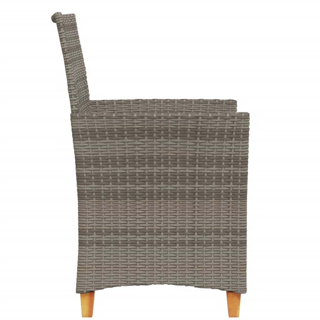 Tuinstoelen 2 st met kussens poly rattan en massief hout grijs is nu te koop bij PeponiXL, paradijselijk wonen!