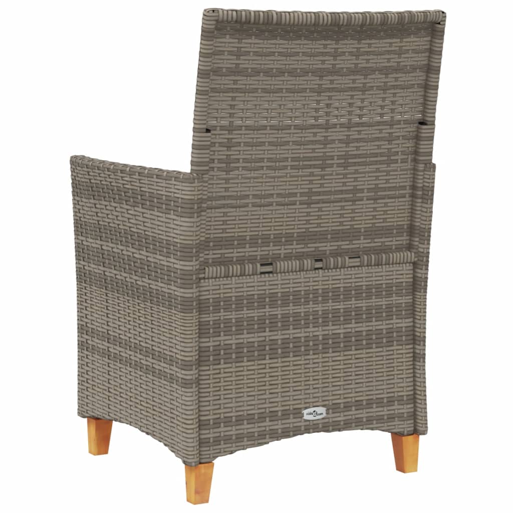 Tuinstoelen 2 st met kussens poly rattan en massief hout grijs is nu te koop bij PeponiXL, paradijselijk wonen!
