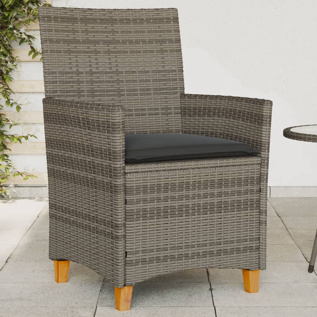 Tuinstoelen 2 st met kussens poly rattan en massief hout grijs is nu te koop bij PeponiXL, paradijselijk wonen!