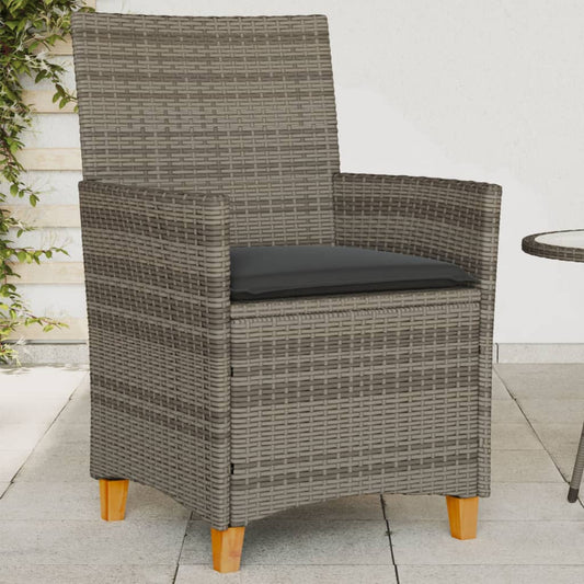 Tuinstoelen 2 st met kussens poly rattan en massief hout grijs is nu te koop bij PeponiXL, paradijselijk wonen!