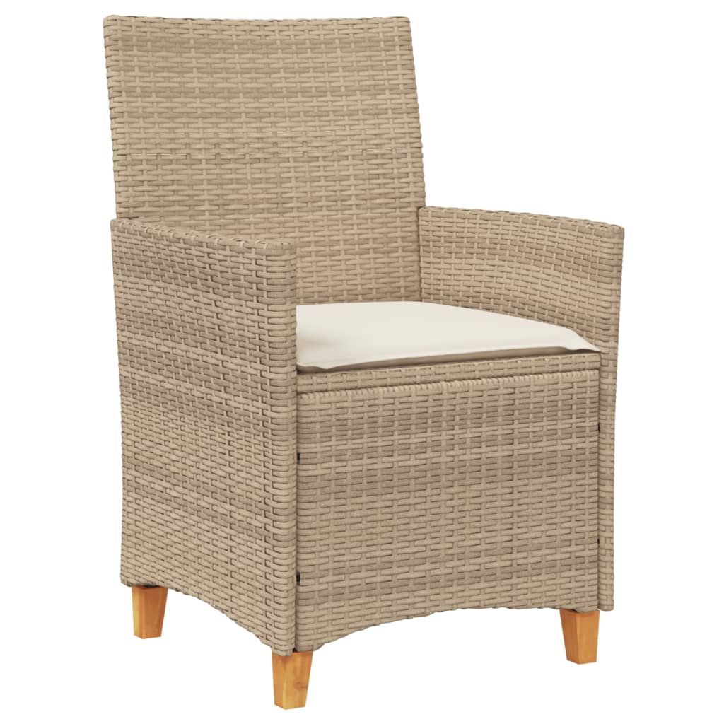 Tuinstoelen 2 st met kussens poly rattan en massief hout beige is nu te koop bij PeponiXL, paradijselijk wonen!