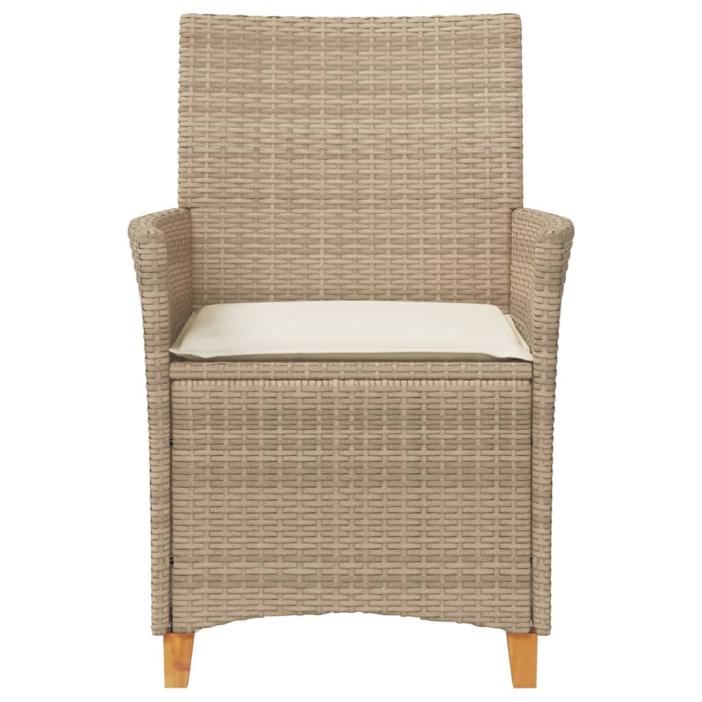 Tuinstoelen 2 st met kussens poly rattan en massief hout beige is nu te koop bij PeponiXL, paradijselijk wonen!