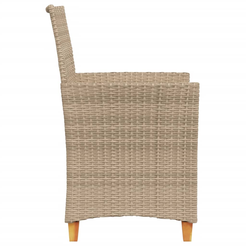 Tuinstoelen 2 st met kussens poly rattan en massief hout beige is nu te koop bij PeponiXL, paradijselijk wonen!