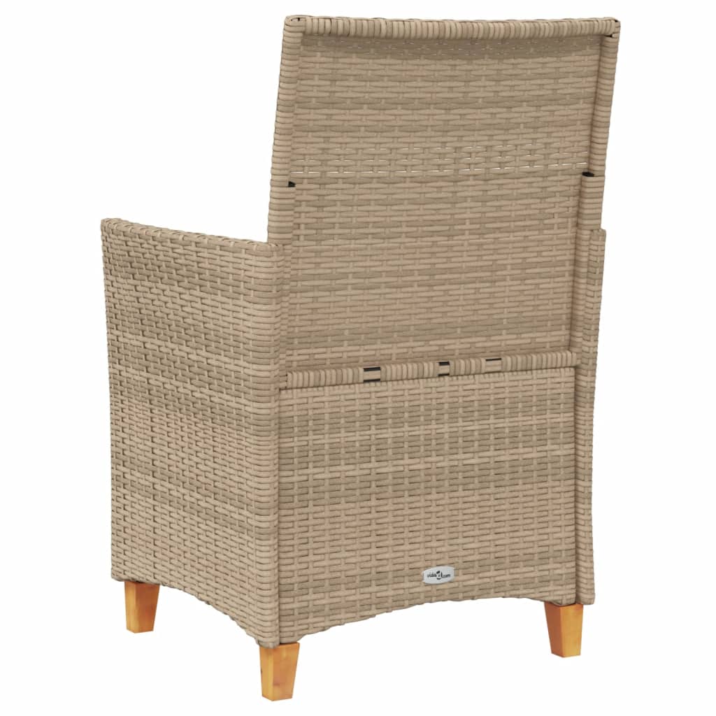 Tuinstoelen 2 st met kussens poly rattan en massief hout beige is nu te koop bij PeponiXL, paradijselijk wonen!