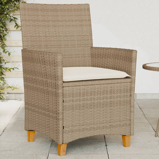 Tuinstoelen 2 st met kussens poly rattan en massief hout beige is nu te koop bij PeponiXL, paradijselijk wonen!