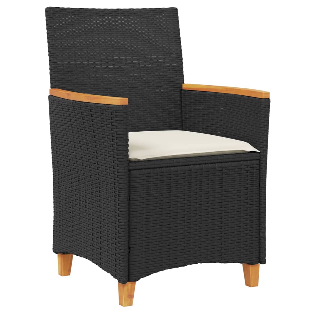 Tuinstoelen 2 st met kussens poly rattan en massief hout zwart is nu te koop bij PeponiXL, paradijselijk wonen!