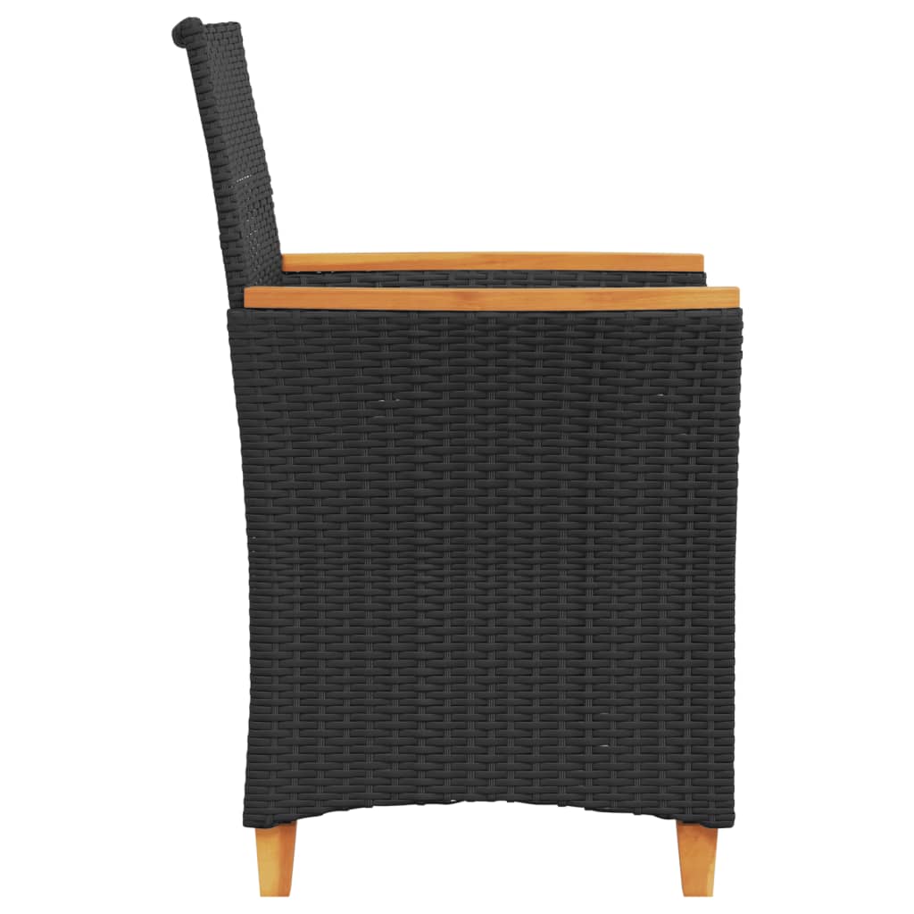 Tuinstoelen 2 st met kussens poly rattan en massief hout zwart is nu te koop bij PeponiXL, paradijselijk wonen!