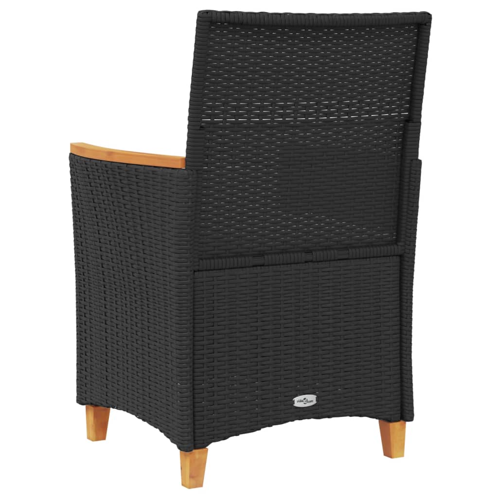 Tuinstoelen 2 st met kussens poly rattan en massief hout zwart is nu te koop bij PeponiXL, paradijselijk wonen!