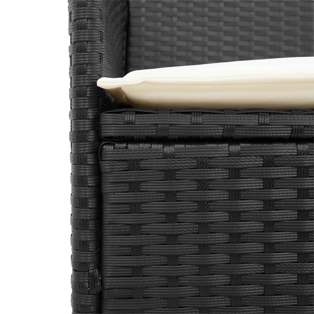Tuinstoelen 2 st met kussens poly rattan en massief hout zwart is nu te koop bij PeponiXL, paradijselijk wonen!