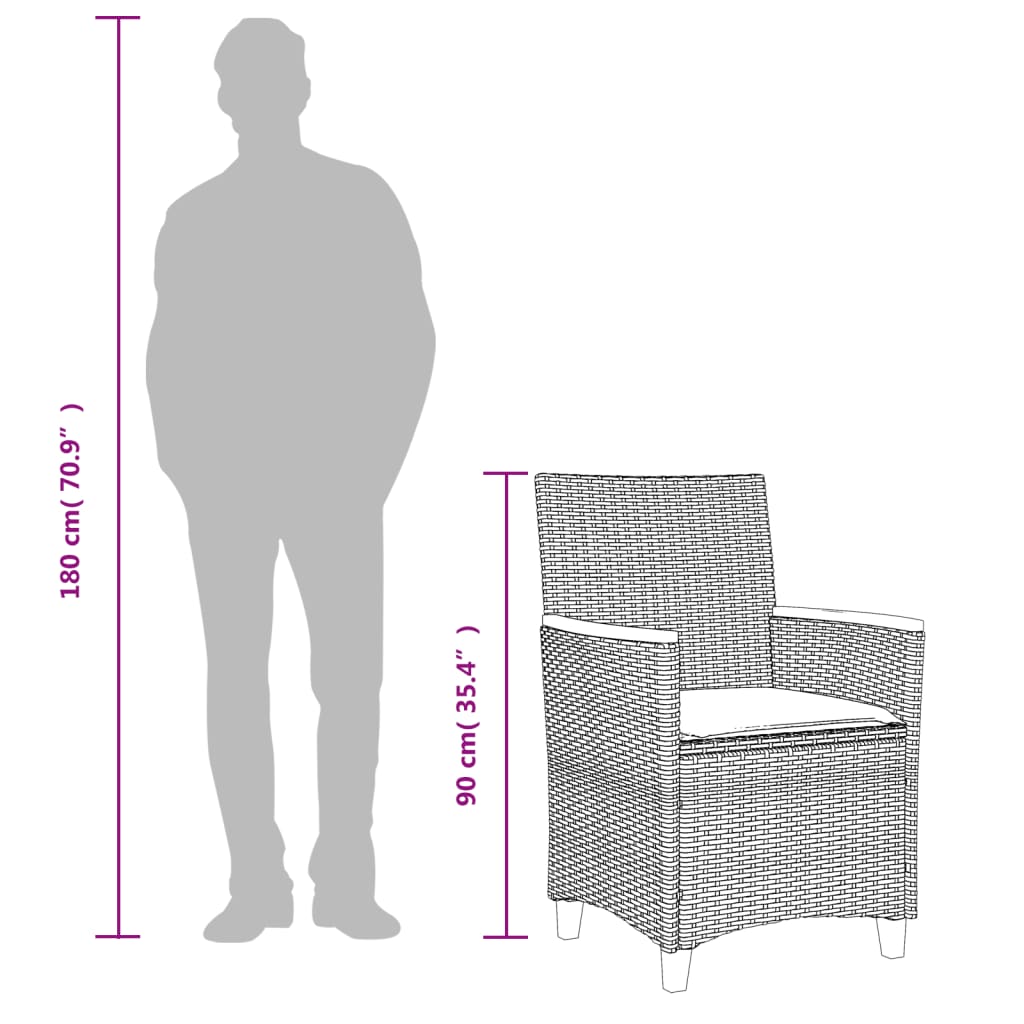 Tuinstoelen 2 st met kussens poly rattan en massief hout zwart is nu te koop bij PeponiXL, paradijselijk wonen!