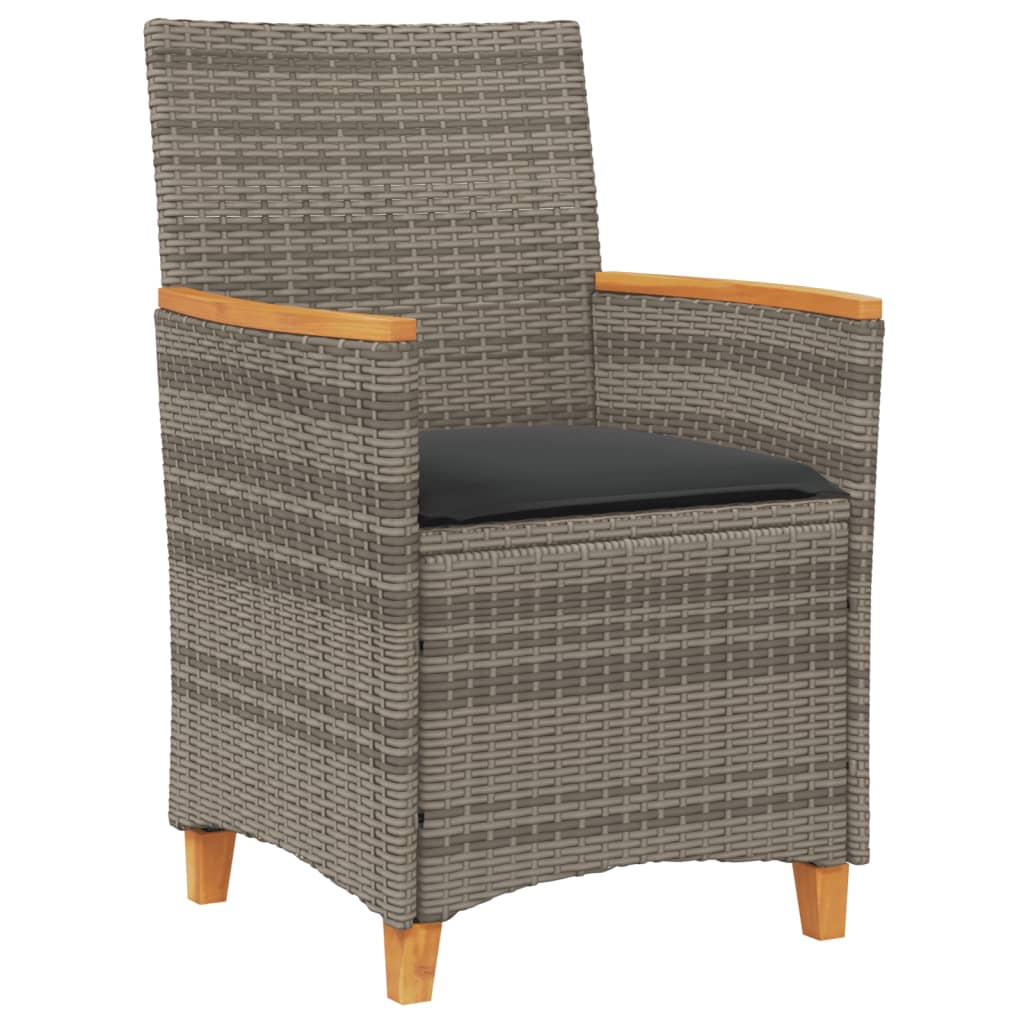 Tuinstoelen 2 st met kussens poly rattan en massief hout grijs is nu te koop bij PeponiXL, paradijselijk wonen!