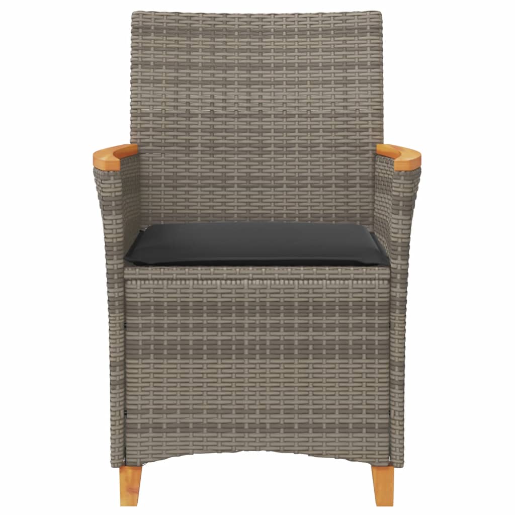 Tuinstoelen 2 st met kussens poly rattan en massief hout grijs is nu te koop bij PeponiXL, paradijselijk wonen!