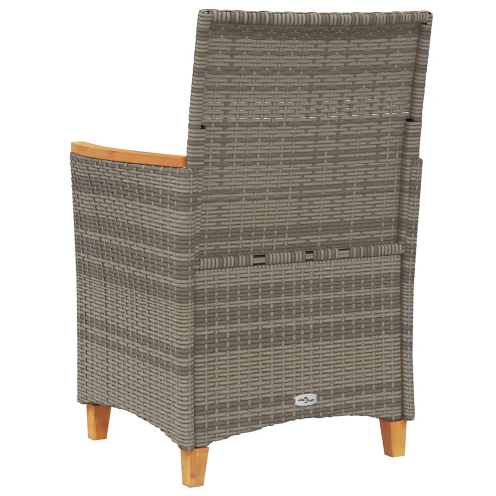 Tuinstoelen 2 st met kussens poly rattan en massief hout grijs is nu te koop bij PeponiXL, paradijselijk wonen!