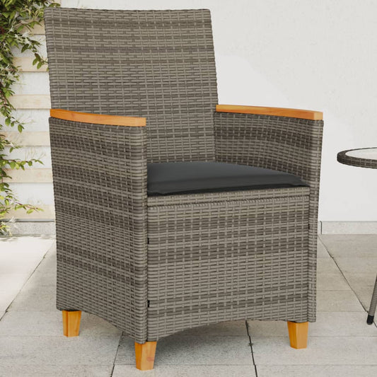 Tuinstoelen 2 st met kussens poly rattan en massief hout grijs is nu te koop bij PeponiXL, paradijselijk wonen!