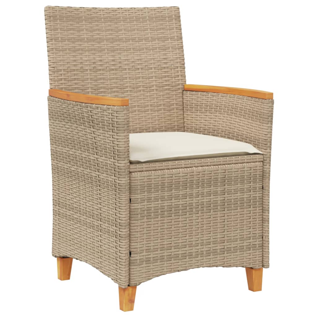 Tuinstoelen 2 st met kussens poly rattan en massief hout beige is nu te koop bij PeponiXL, paradijselijk wonen!