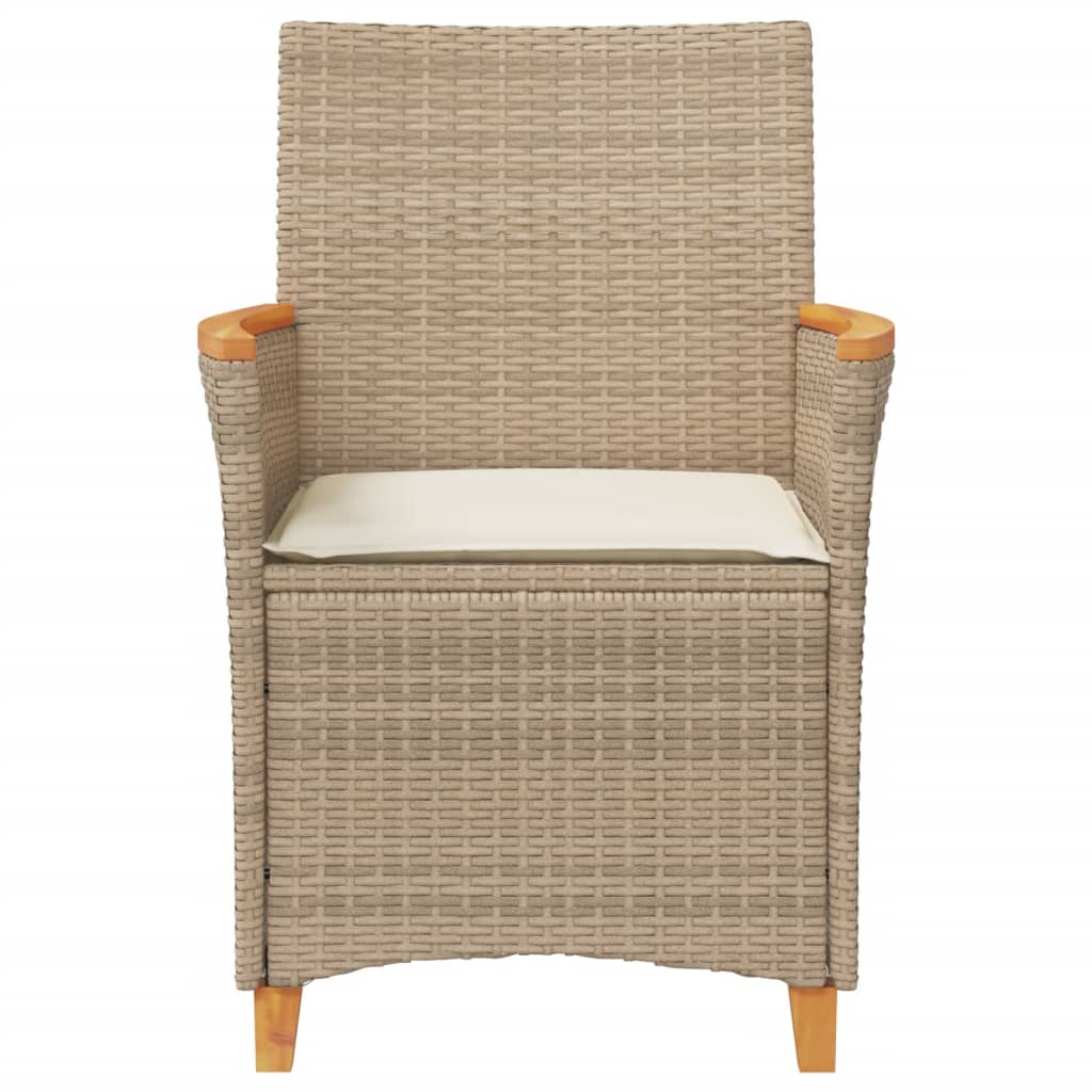 Tuinstoelen 2 st met kussens poly rattan en massief hout beige is nu te koop bij PeponiXL, paradijselijk wonen!