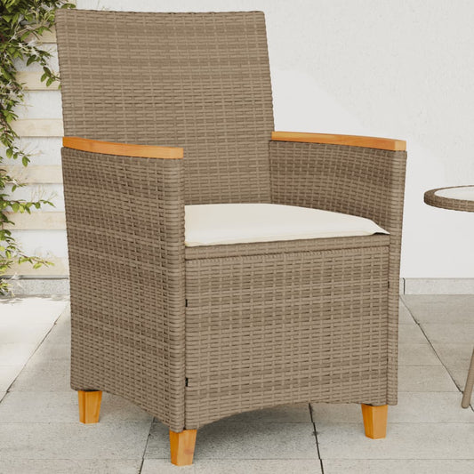 Tuinstoelen 2 st met kussens poly rattan en massief hout beige is nu te koop bij PeponiXL, paradijselijk wonen!