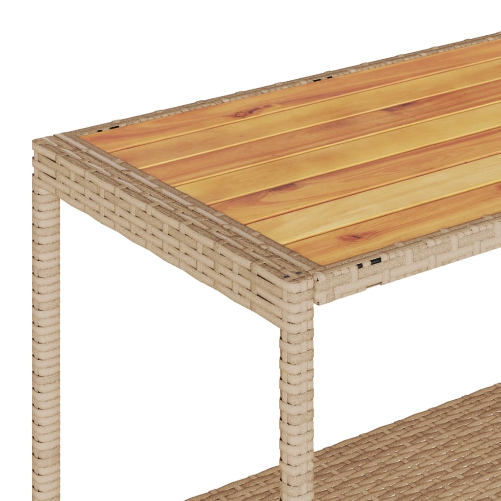 Keukentrolley 3-laags poly rattan en massief acaciahout beige is nu te koop bij PeponiXL, paradijselijk wonen!