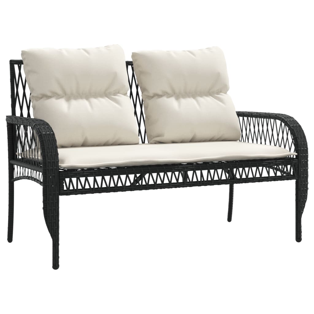 4-delige Loungeset met kussens poly rattan zwart is nu te koop bij PeponiXL, paradijselijk wonen!