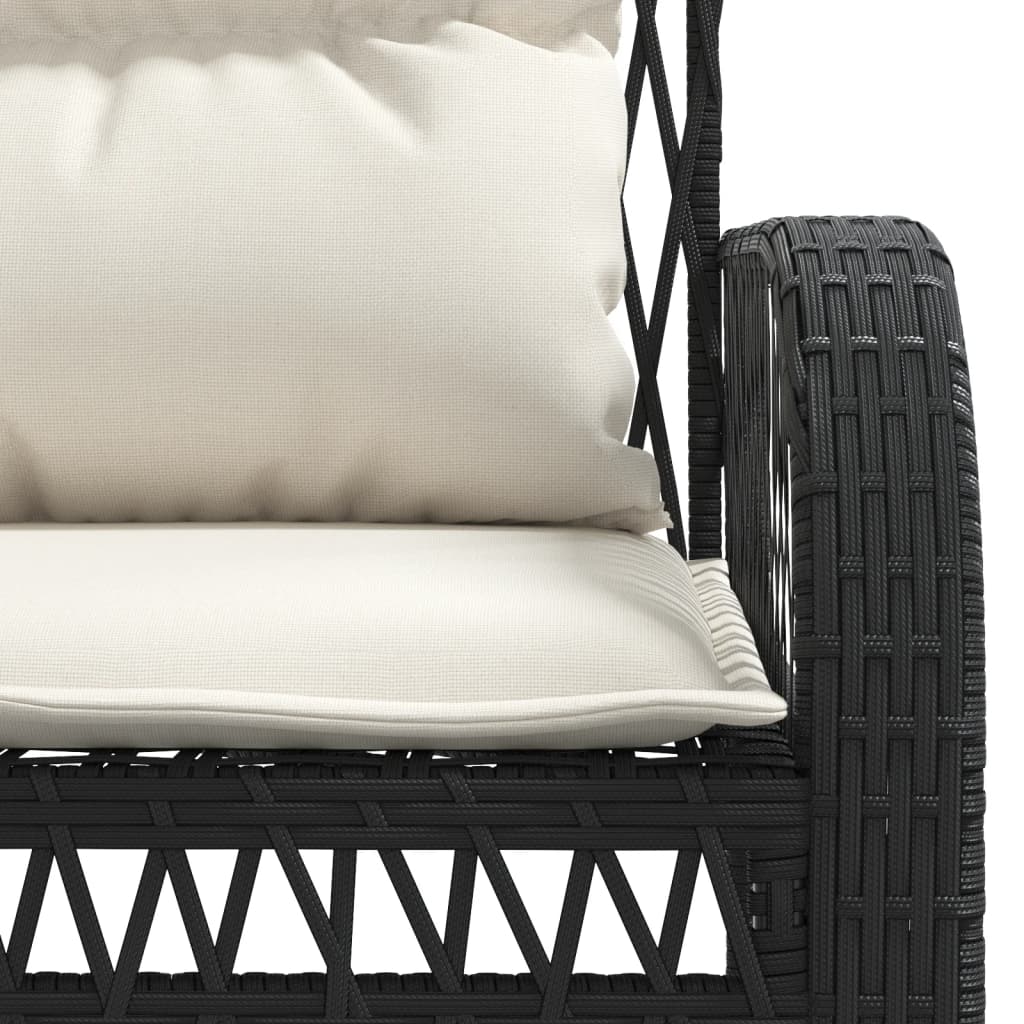 4-delige Loungeset met kussens poly rattan zwart is nu te koop bij PeponiXL, paradijselijk wonen!